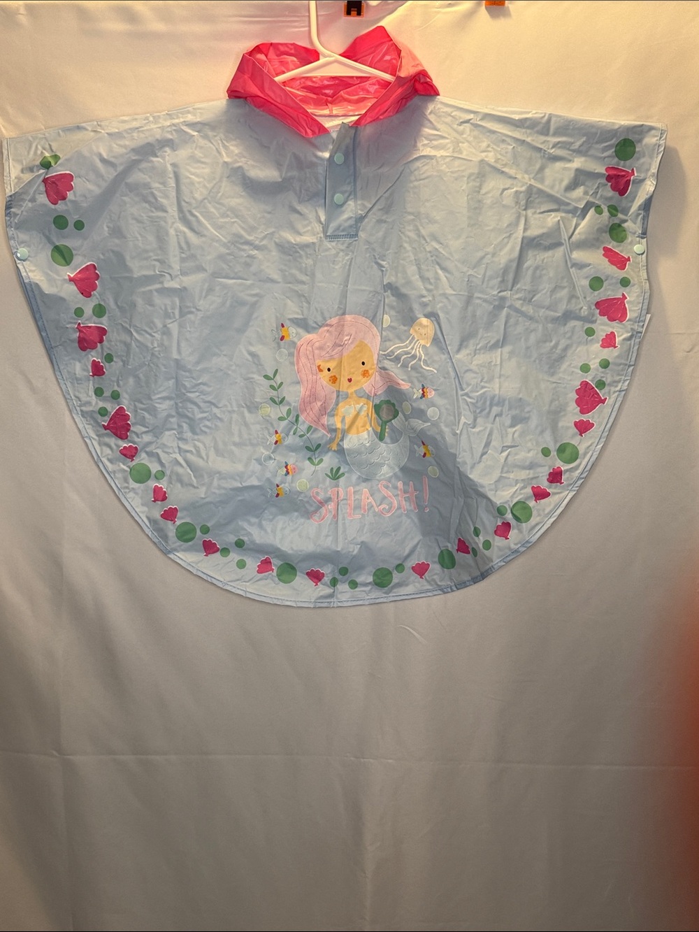 Kids Pink & Light Blue Mermaid Rain Poncho